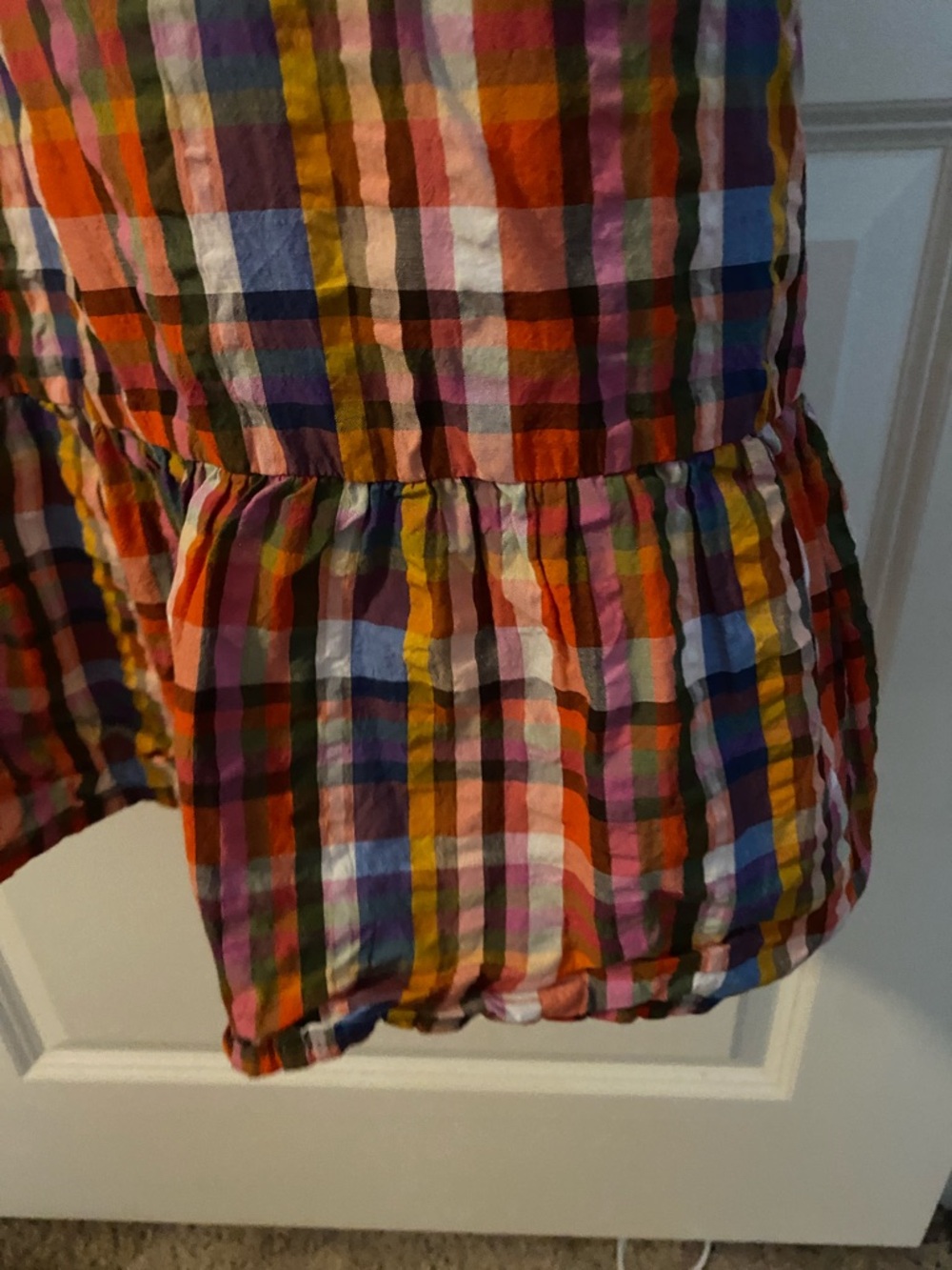 Ann Taylor Multicolor Plaid Sleeveless Dress with Ruffle Hem - Picture 4 of 5